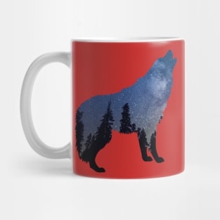 Merry Christmas Wolf At Night Mug